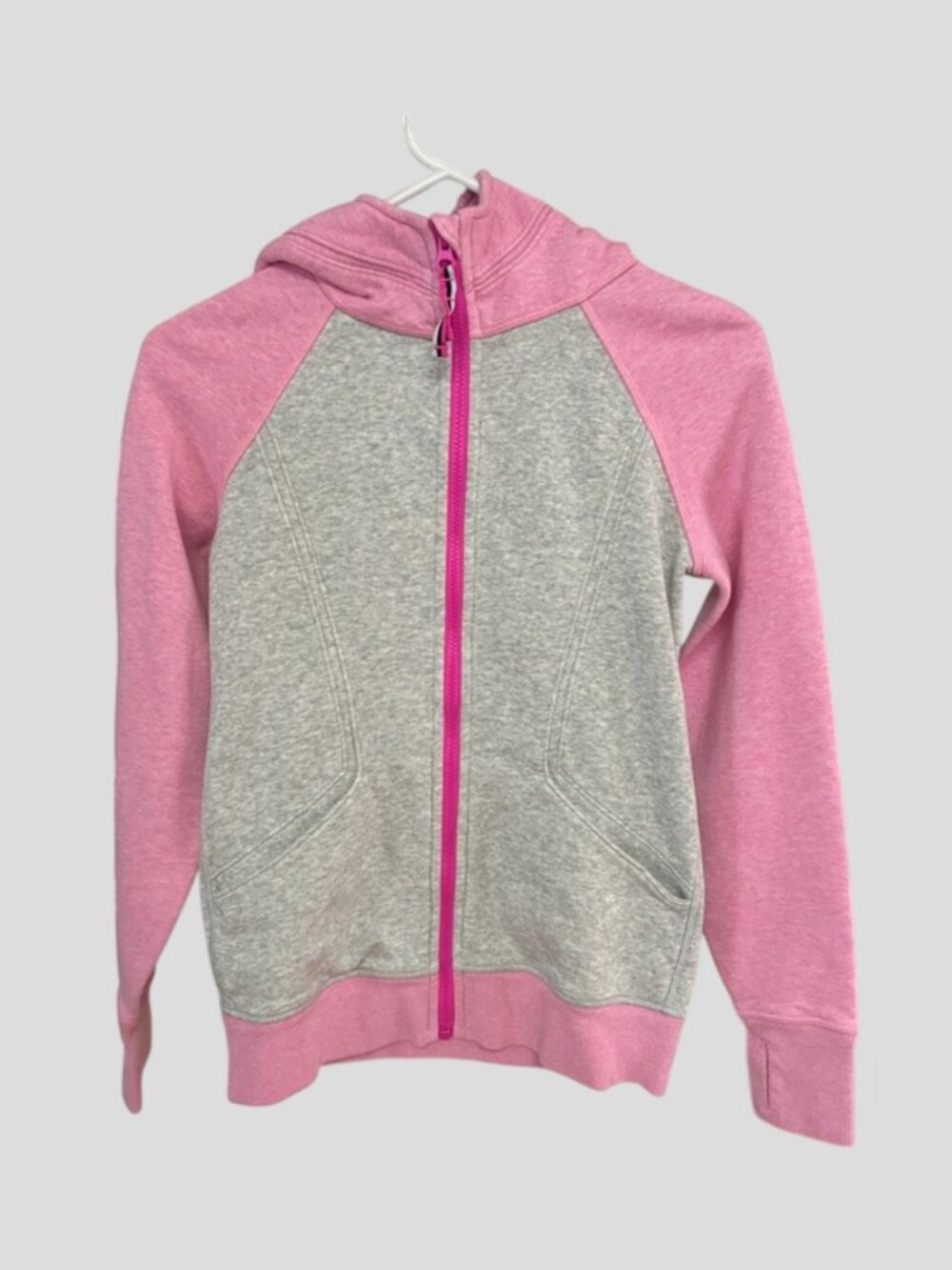 Ivivva By Lululemon Girl's Pink & Grey Athletic Fleece Hoodie Jacket